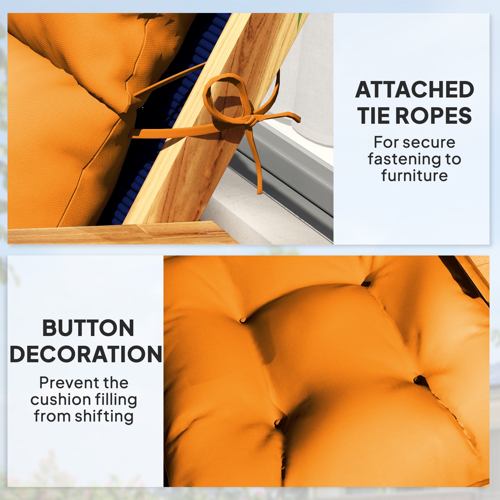 1 Piece Rocking Chair Padded Seat Cushion - Orange Breathable Fabric