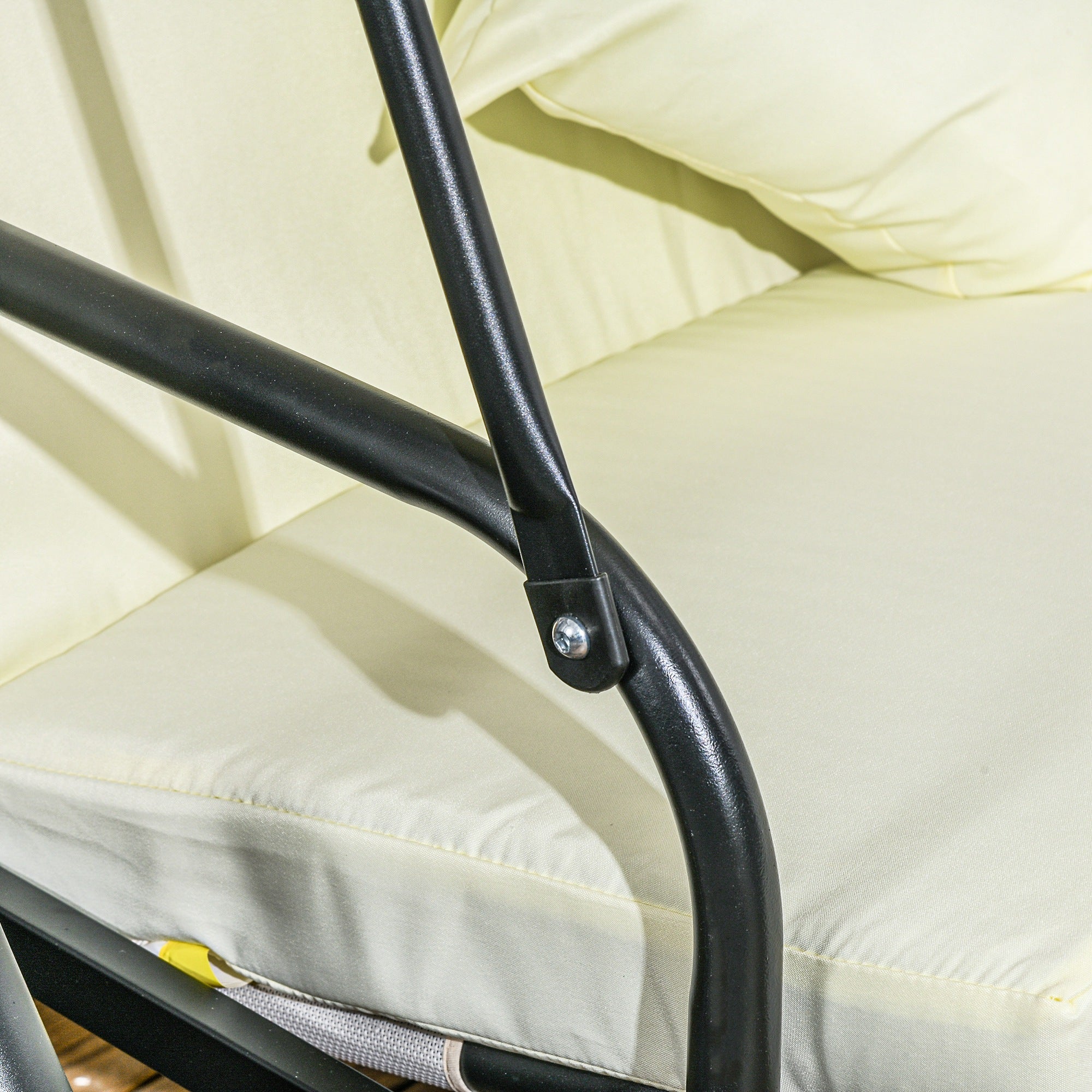 3 Seater Garden Swing Chair with Tilting Canopy - Cream White