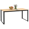 6 Seater Outdoor Dining Table Teak Effect with Metal Frame - Teak