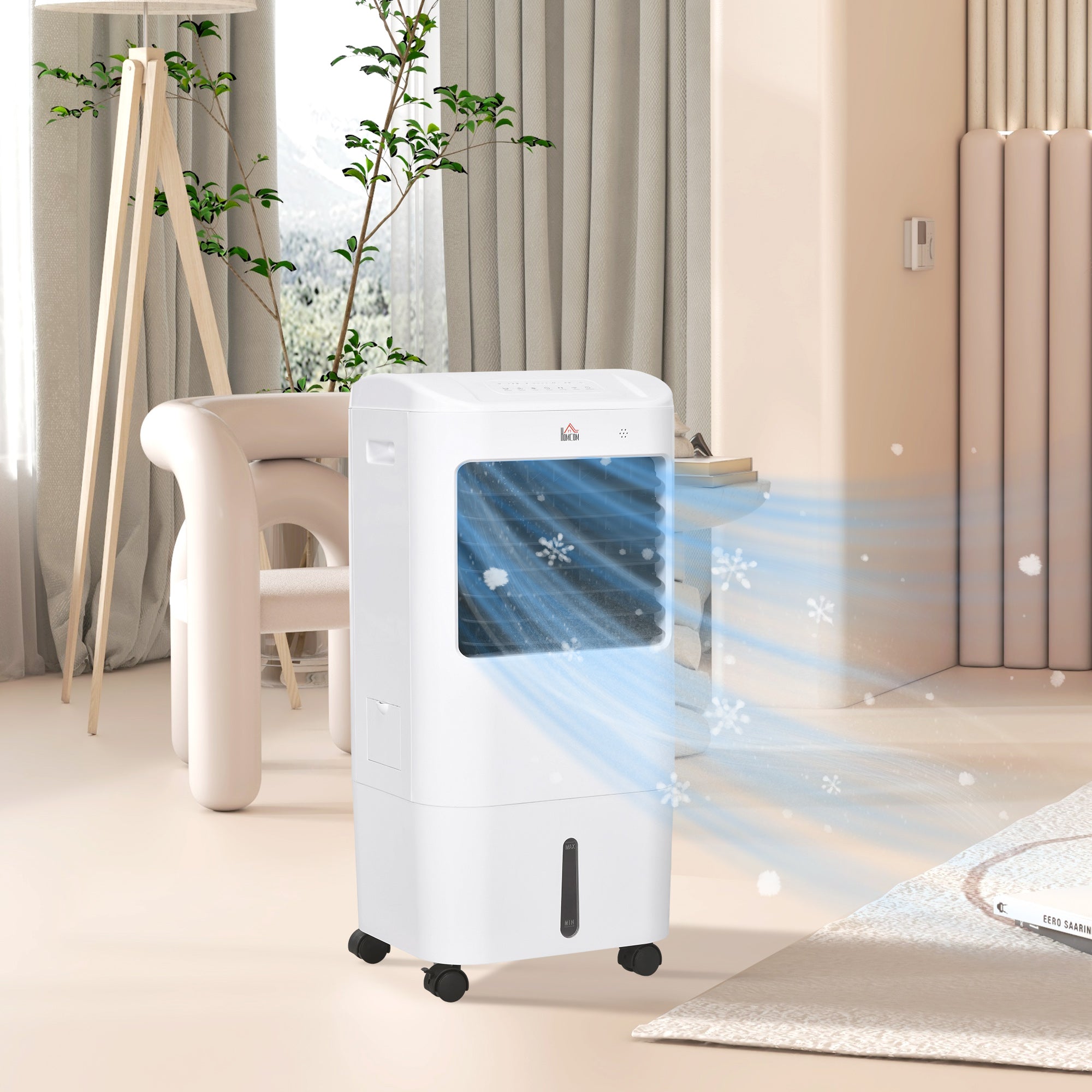 Portable Air Cooler with 15 Litre Water Tank, Oscillation, LED Display, Remote Control, 7.5 Hour Timer, Evaporative Air Cooler Fan with 3 Speeds, 3 Modes, Ice Packs, for Home Office