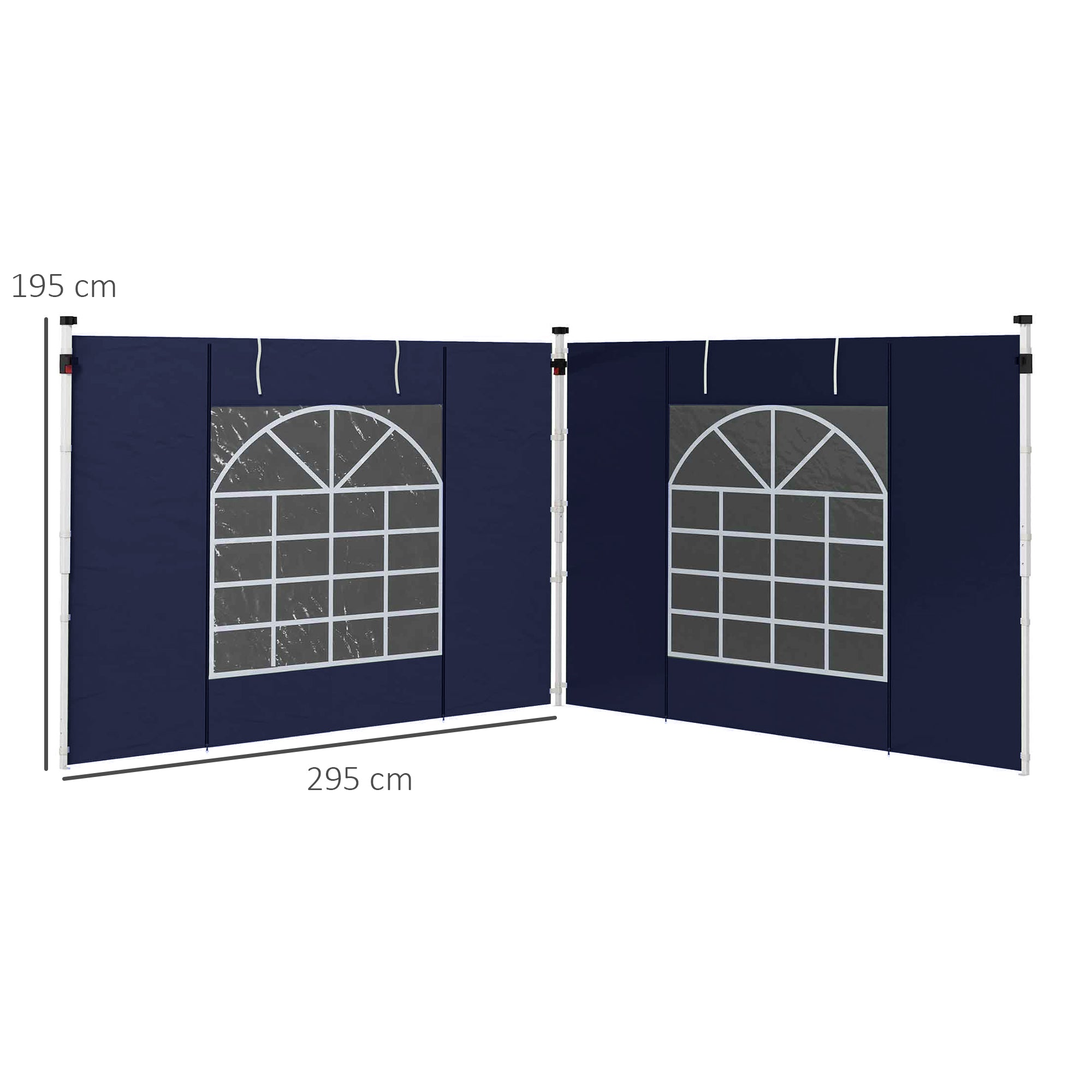 Set of 2 Gazebo Side Walls 210D Oxford Cloth Blue with Windows and Doors
