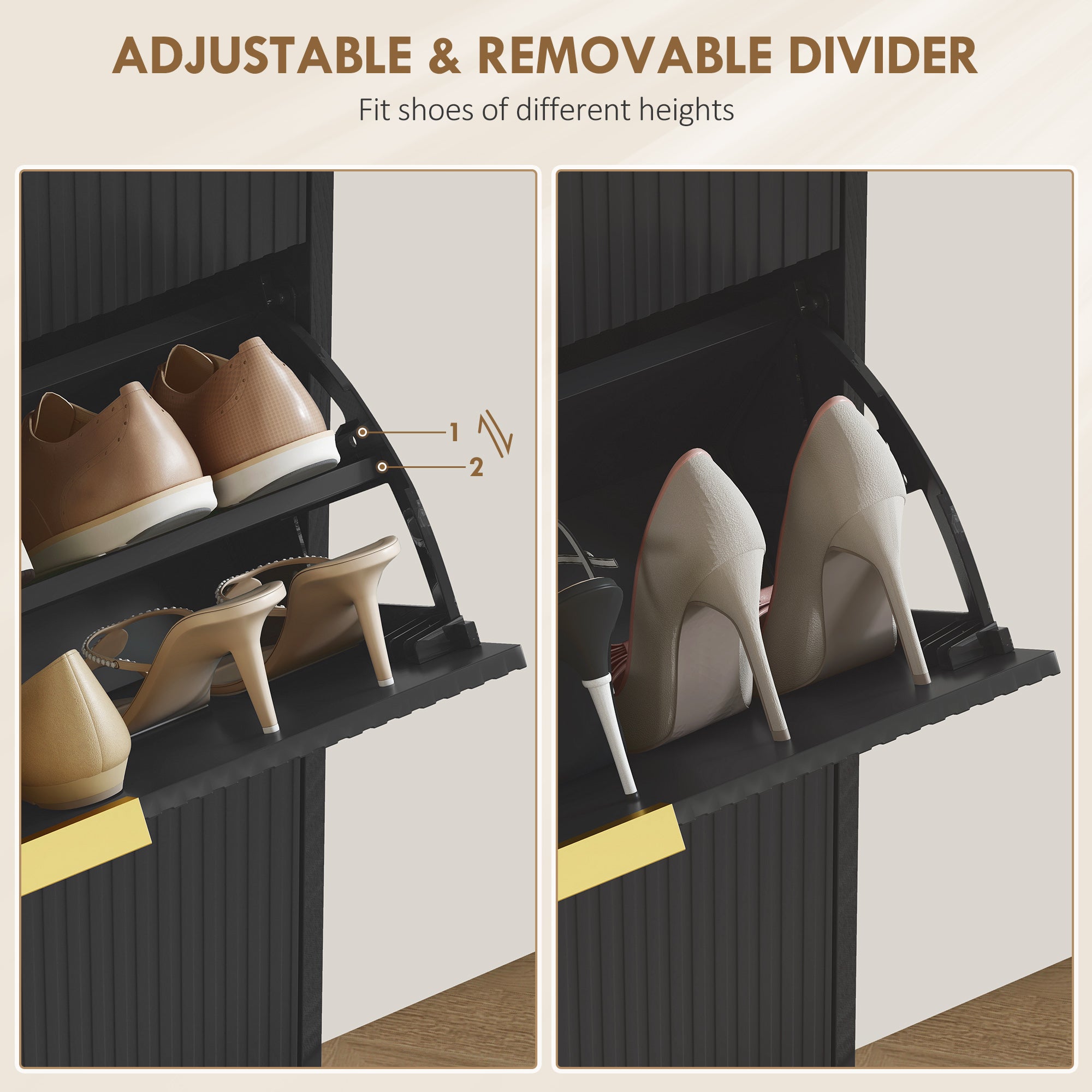 Elegant Three-Drawer Shoe Cabinet - Black