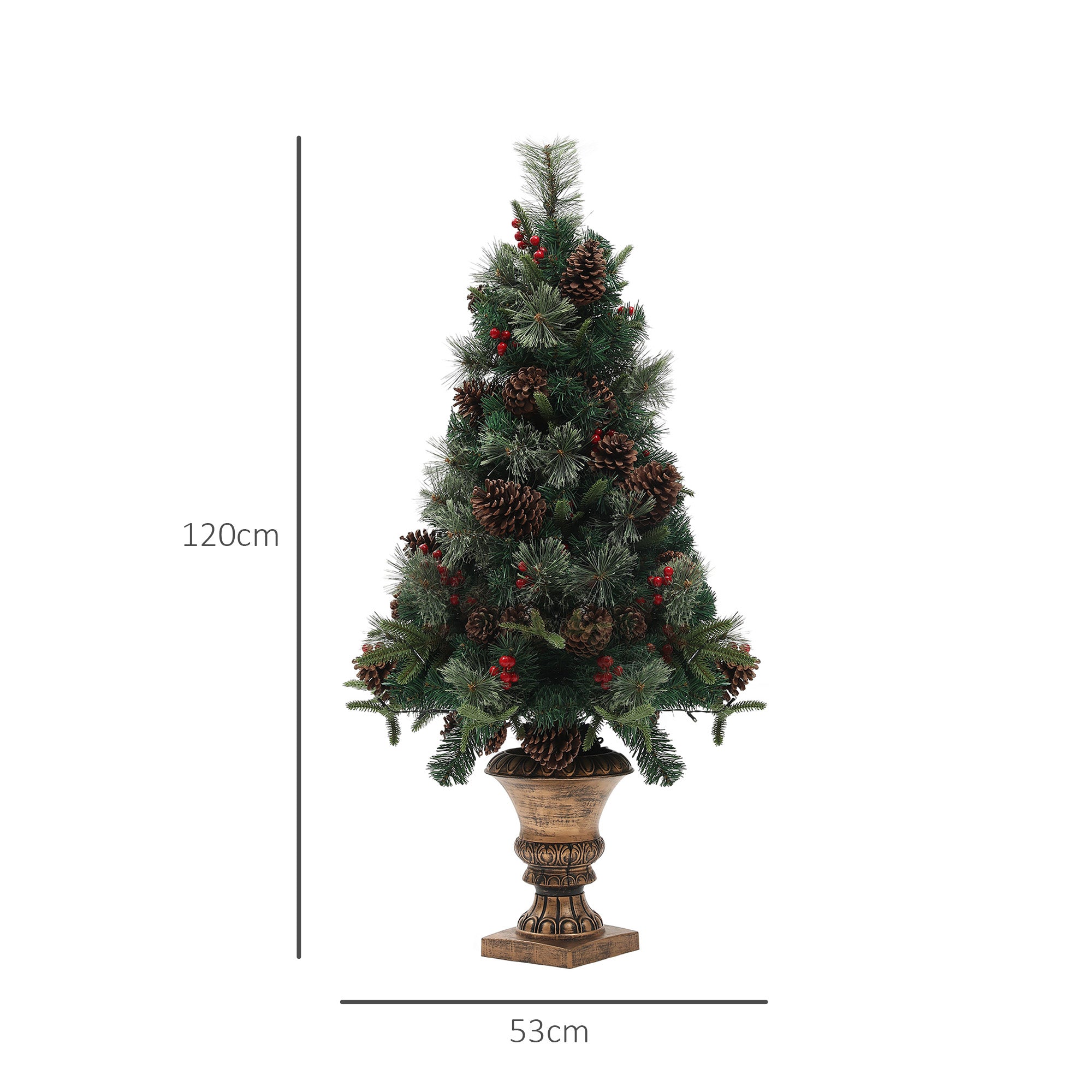 4ft Artificial Christmas Tree with 60 Warm White LED Lights, 8 Modes and Remote, Realistic Xmas Tree with Trophy Stand for Party Decoration, Green