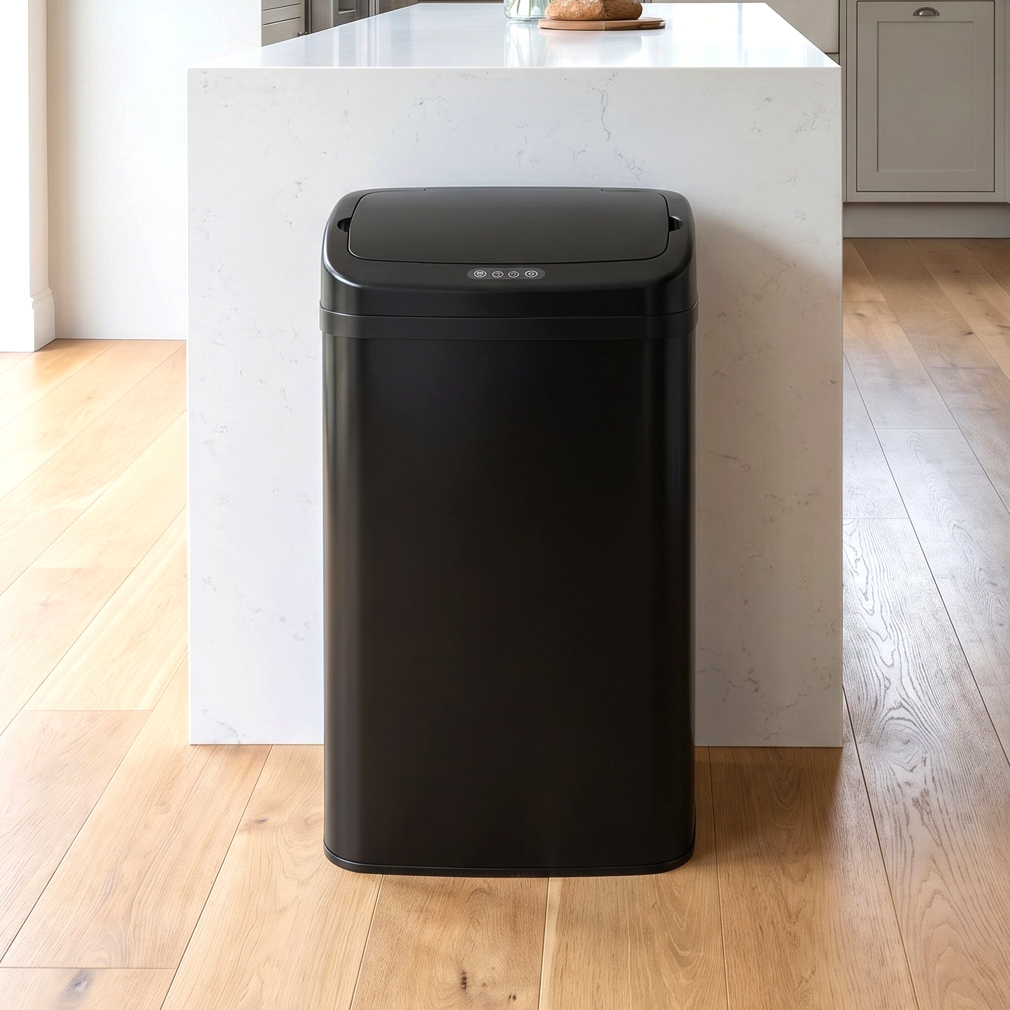 48L Galvanised Steel Sensor Bin - Black