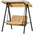 Two-Seater Garden Swing Bench with Adjustable Canopy - Beige