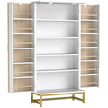 119.5 cm Kitchen Cupboard, Freestanding Kitchen Cabinet with Double Doors, 5 Tiers, 12 Spice Racks, White