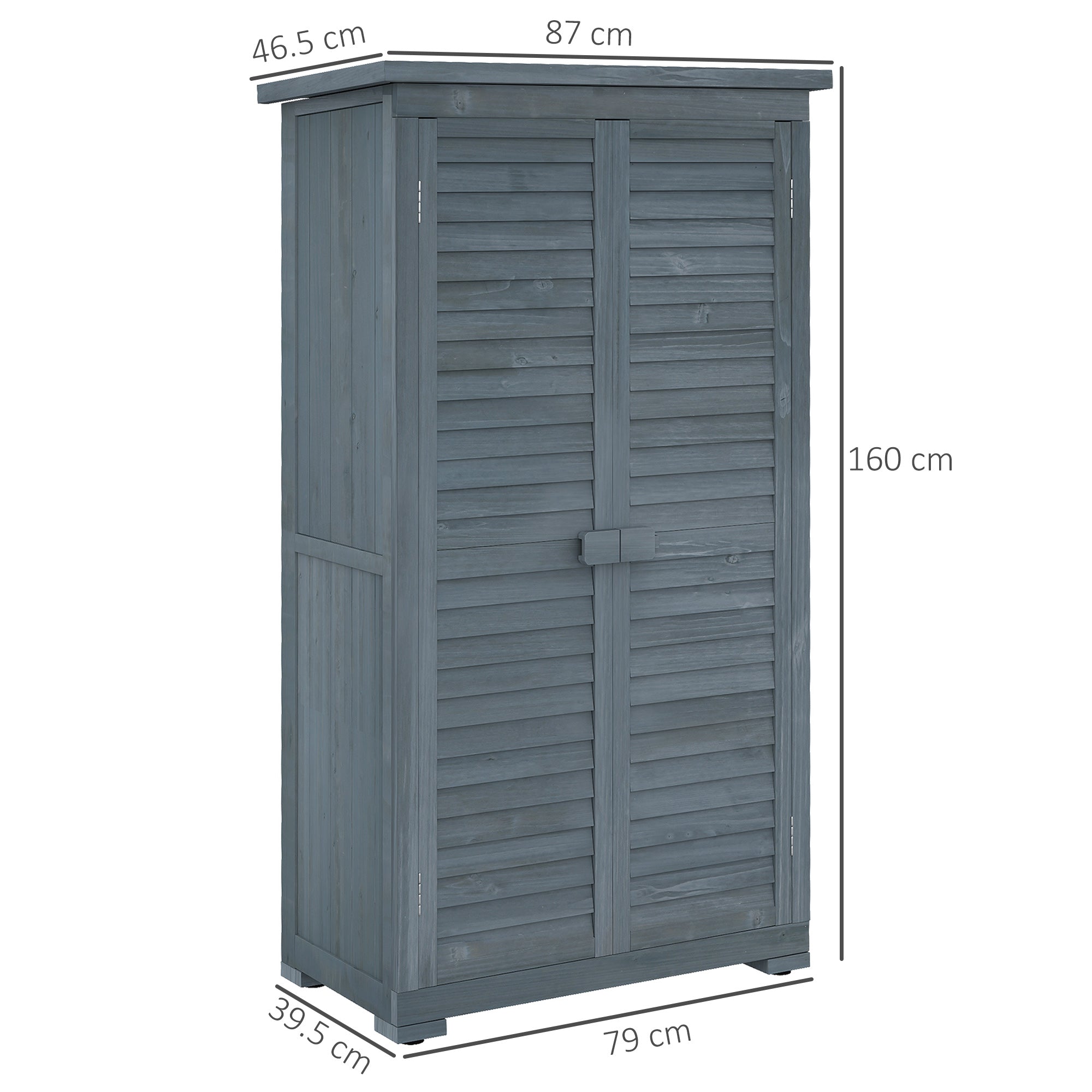 39.5 x 79cm Fir Wood Garden Shed - Grey