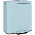 Dual Kitchen Bin 2 x 20L Recycling & Waste Pedal Bin with Soft-Close Lid & Removable Buckets - Light Green