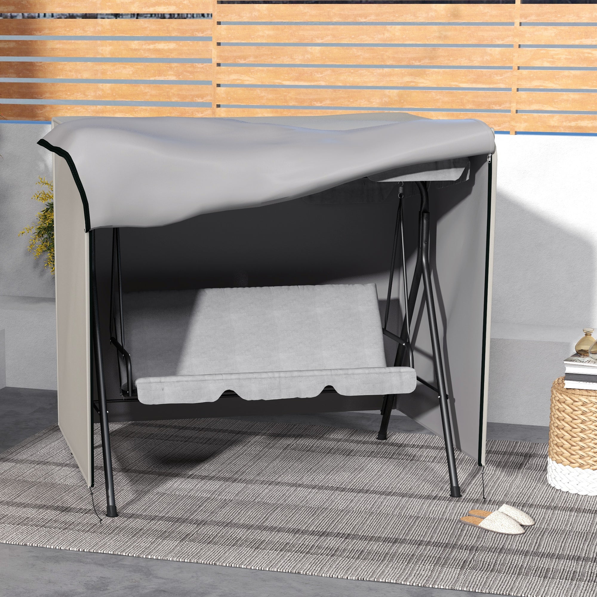Three-Seater Swing Chair Protective Cover Oxford Cloth - Light Grey