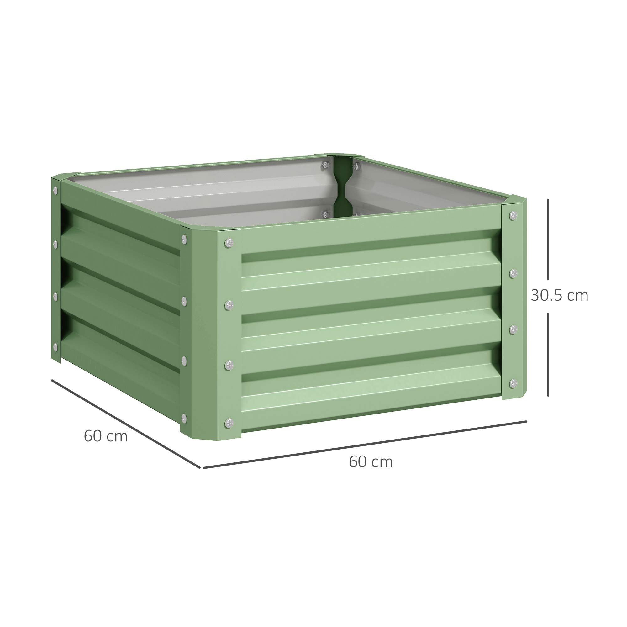 Set of Two 60 x 60cm Steel Planter Boxes - Light Green