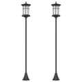 Set of 2 Traditional 1.8m Solar Lamp Posts Stainless Steel - Black