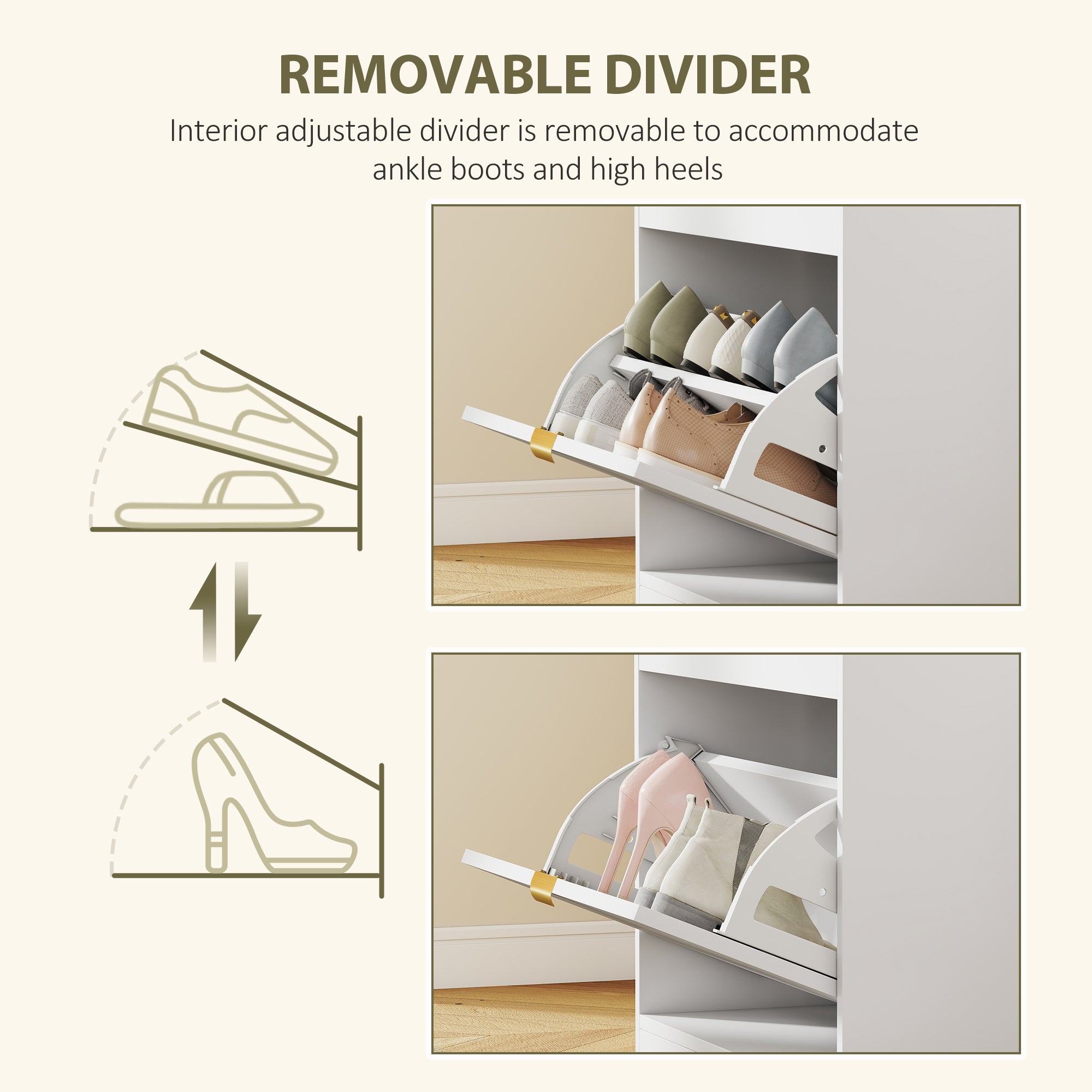 Shoe Storage with Seat, Upholstered Entryway Bench, Shoe Bench with 1 Flip Drawer and 4 Vents for 5 Pairs of Shoes