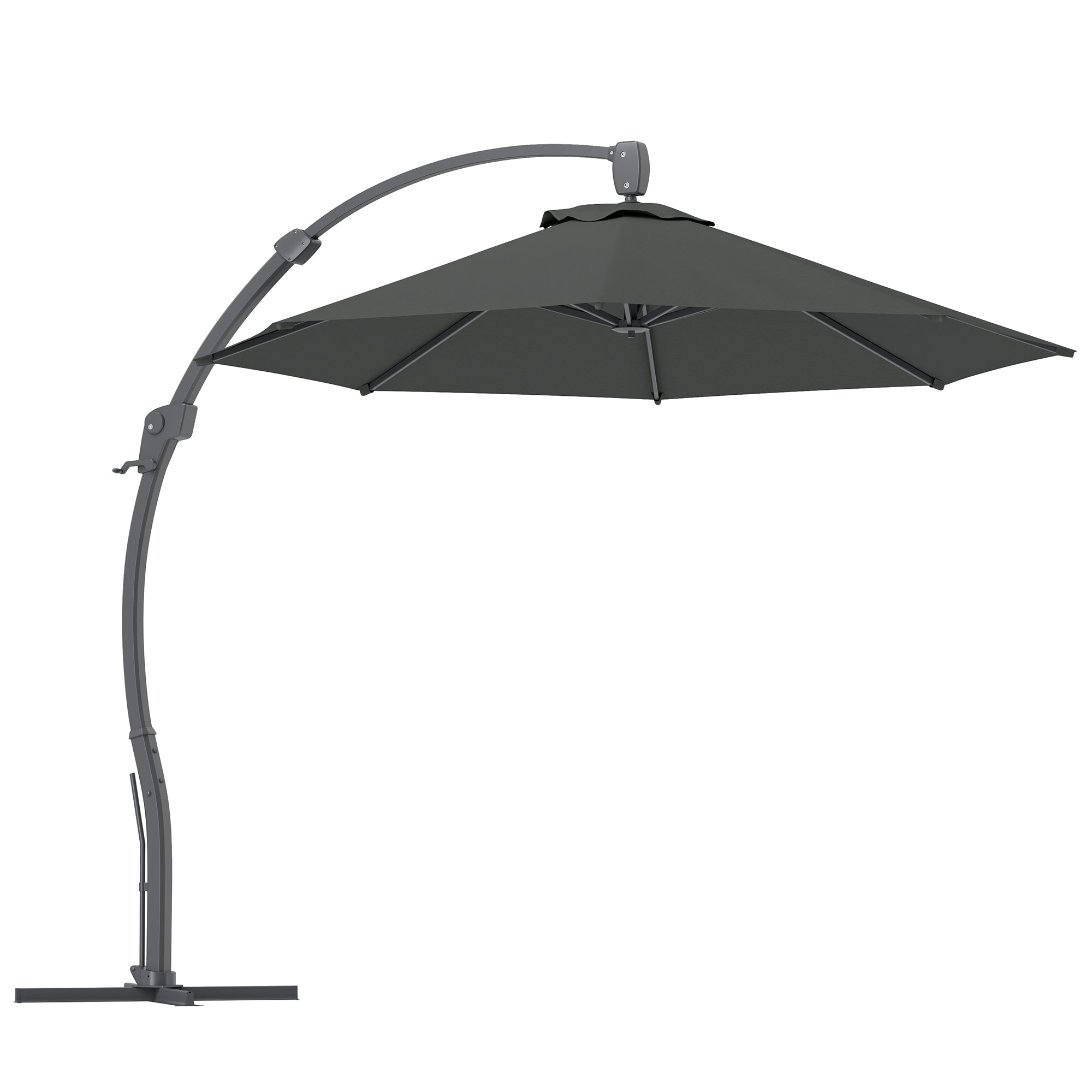 3 Metre Garden Cantilever Parasol Set with Aluminium Frame and Grey Canopy
