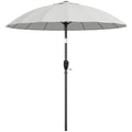 2 m Shanghai Garden Parasol Umbrella with 16 Fibreglass Ribs, Outdoor Parasol Sun Shade with Crank & Tilt, Light Grey