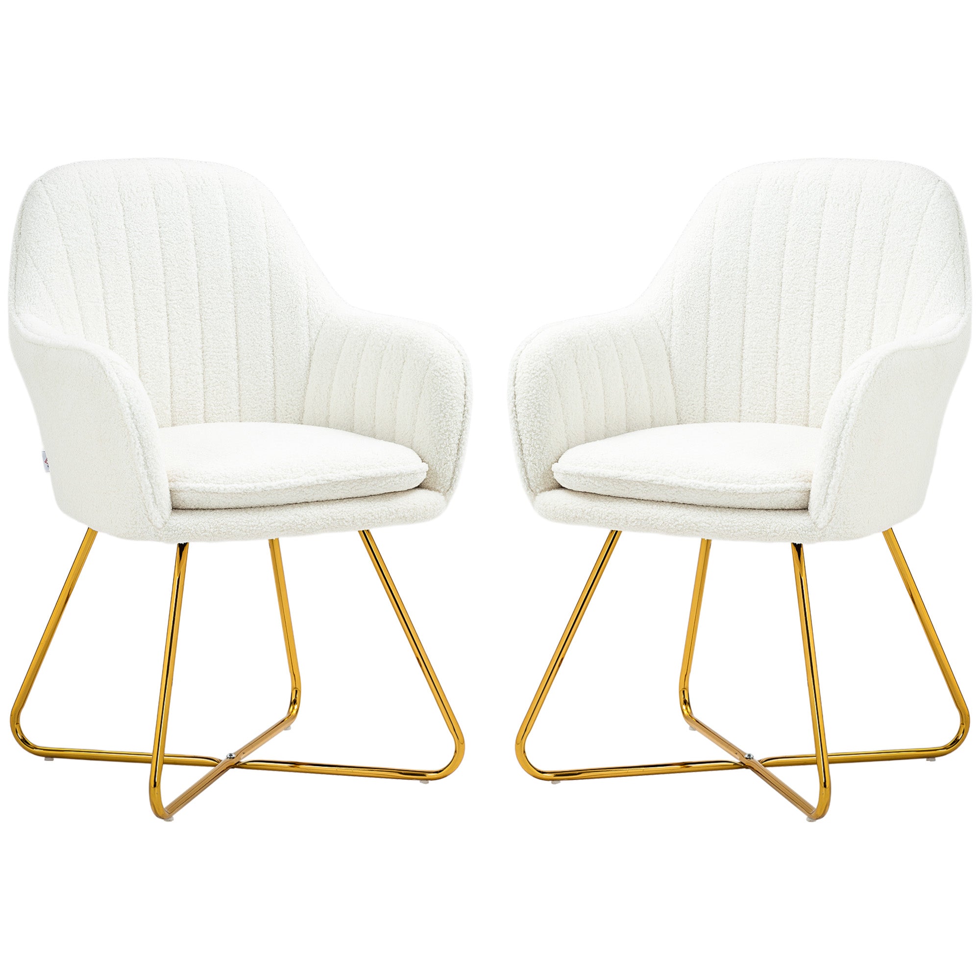 Set of Two Sherpa Fleece Dining Chairs - Cream