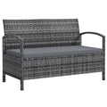 125L Garden Storage Bench with Cushion - Grey