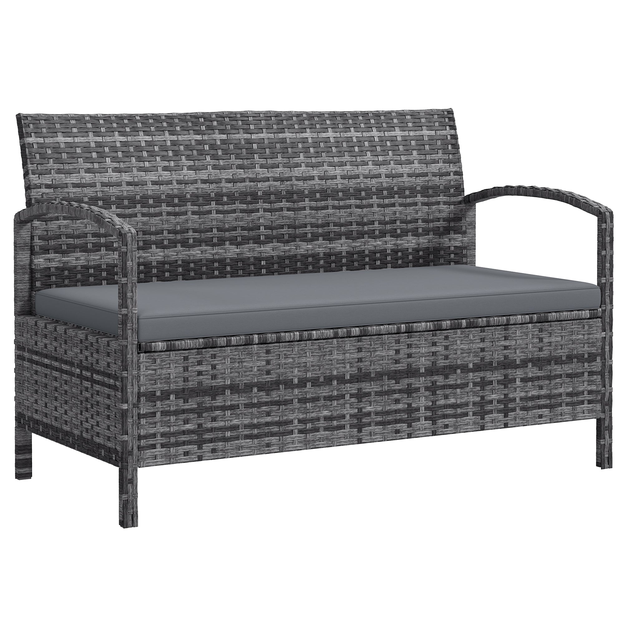 125L Garden Storage Bench with Cushion - Grey