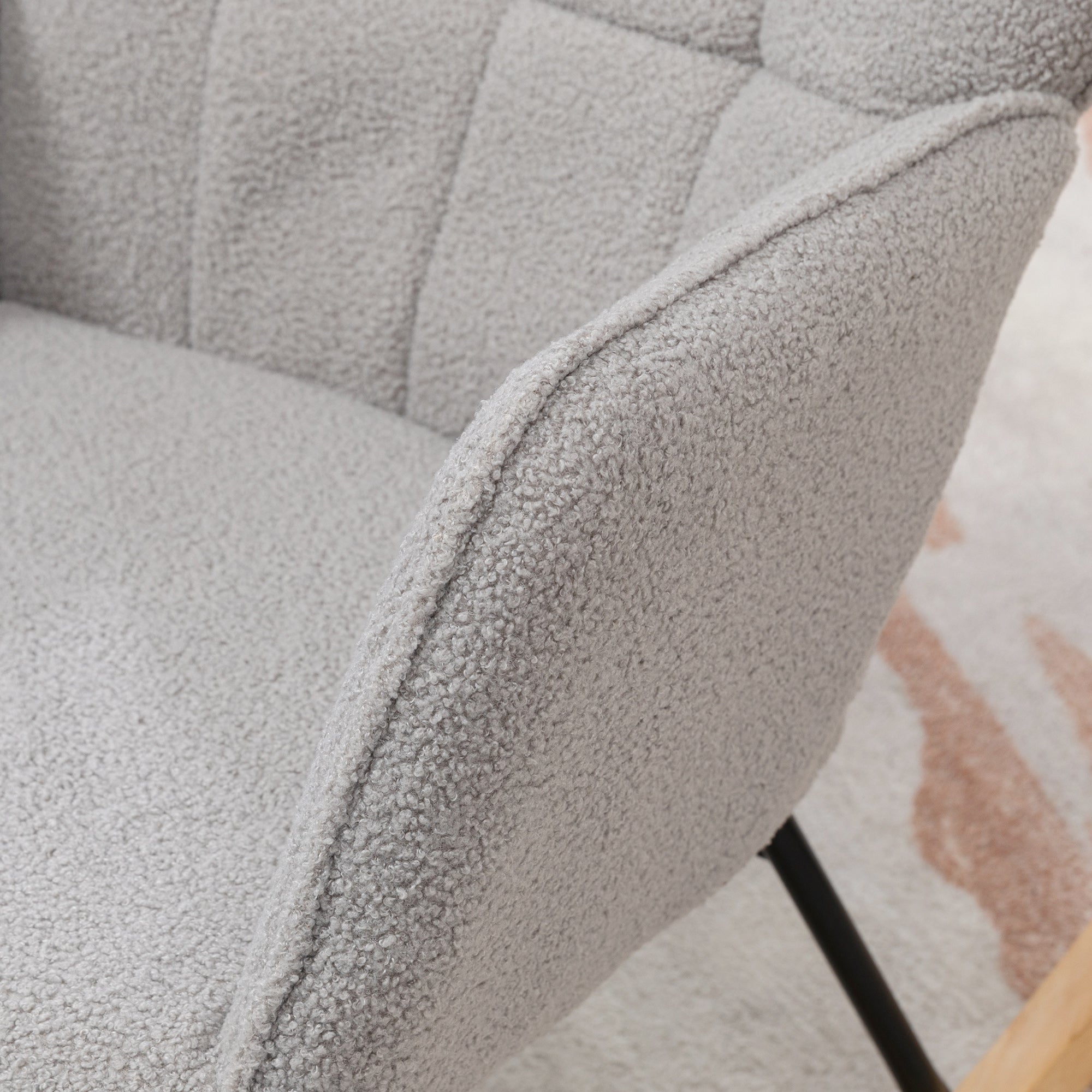 Berber Fleece Nursery Glider Rocker Wingback Rocking Chair for Nursing and Living Room - Light Grey
