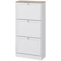 Compact Modern Three-Drawer Shoe Storage Cabinet for 18 Pairs - White