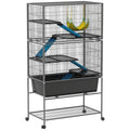 5-Level Rolling Small Animal Cage with Non-Slip Ramps & Slide-Out Tray - Dark Grey