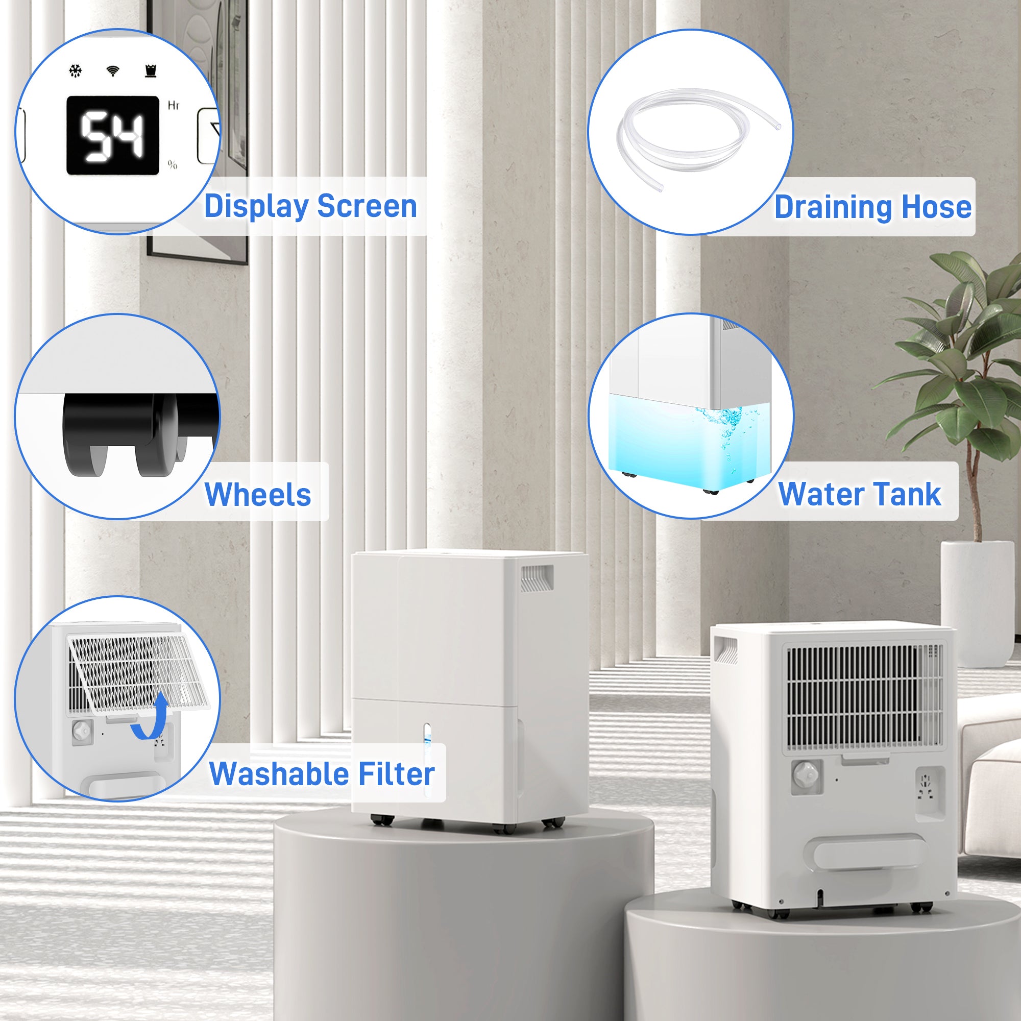 30L Dehumidifier for Clothes Drying with Timer and Filter - White