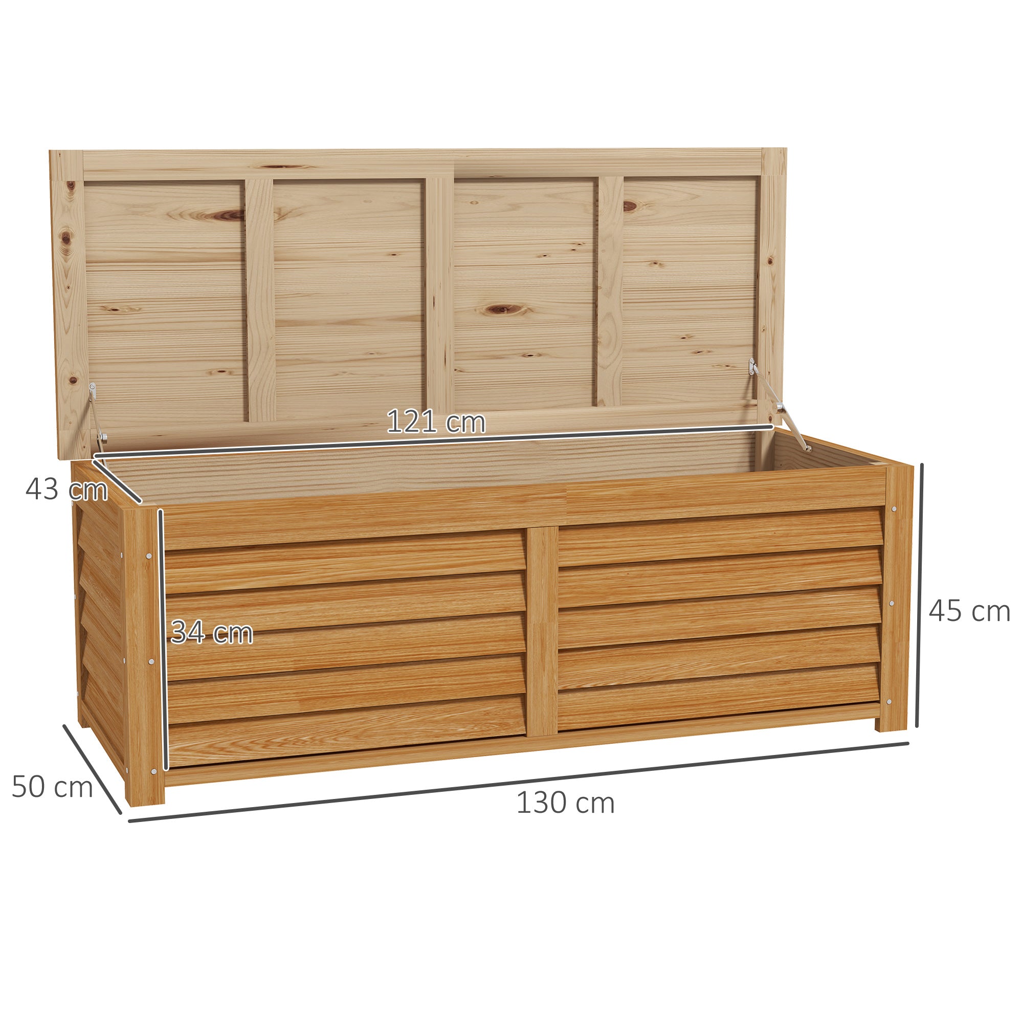 292L Outdoor Storage Box, Wooden Deck Box Garden Storage Container for Balcony, Porch, Poolside, Light Brown