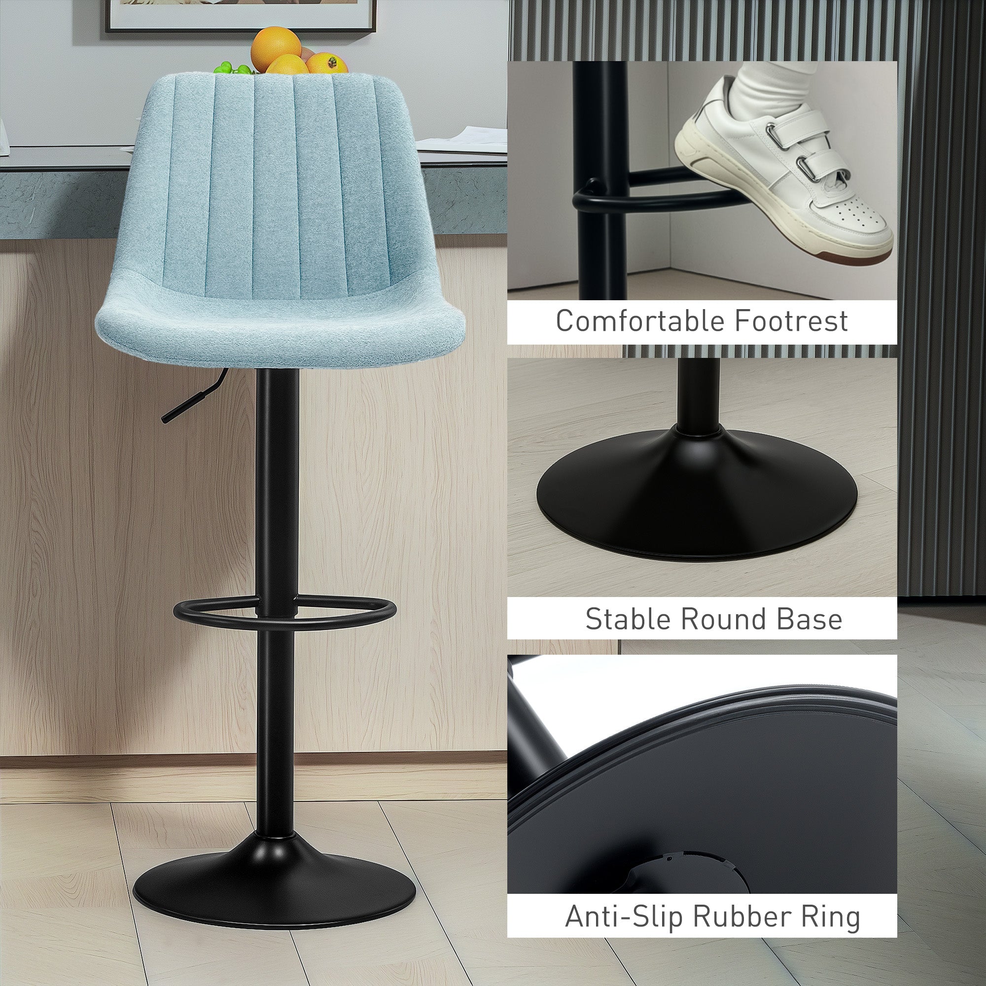 Set of Two Chenille-Feel Tub Bat Stools - Blue