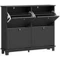 Narrow Shoe Storage Cabinet, Slim Shoe Cabinet with 4 Flip Drawers, Adjustable Shelves for 16 Pairs of Shoes, Black