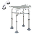 Adjustable 39-51.5cm Padded 'U' Seat Shower Stool with Handles - Grey
