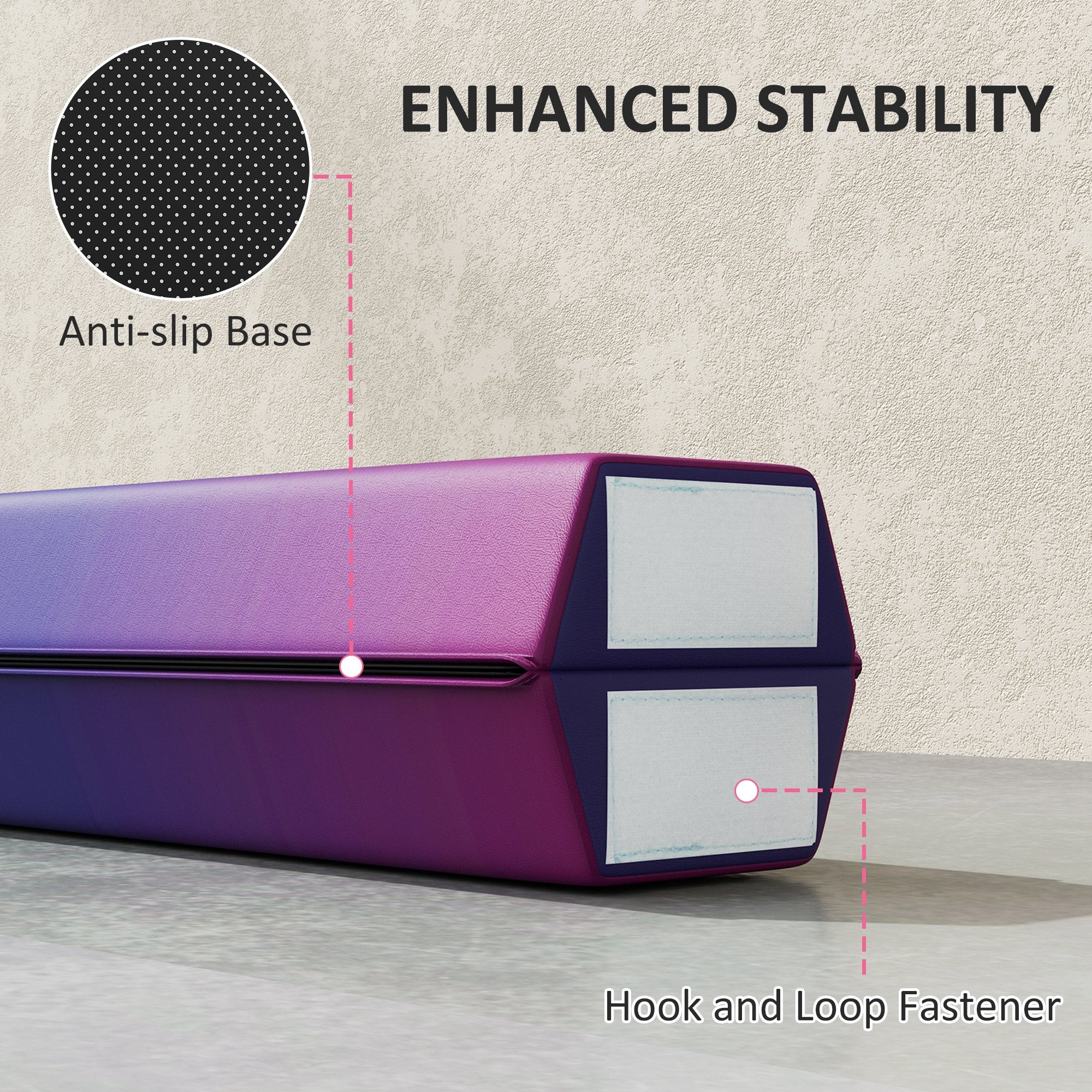 7.7ft Folding Gymnastics Beam, Floor Balance Beam for Kids with Anti-Slip Base, Gymnastics Equipment for Home, Blue