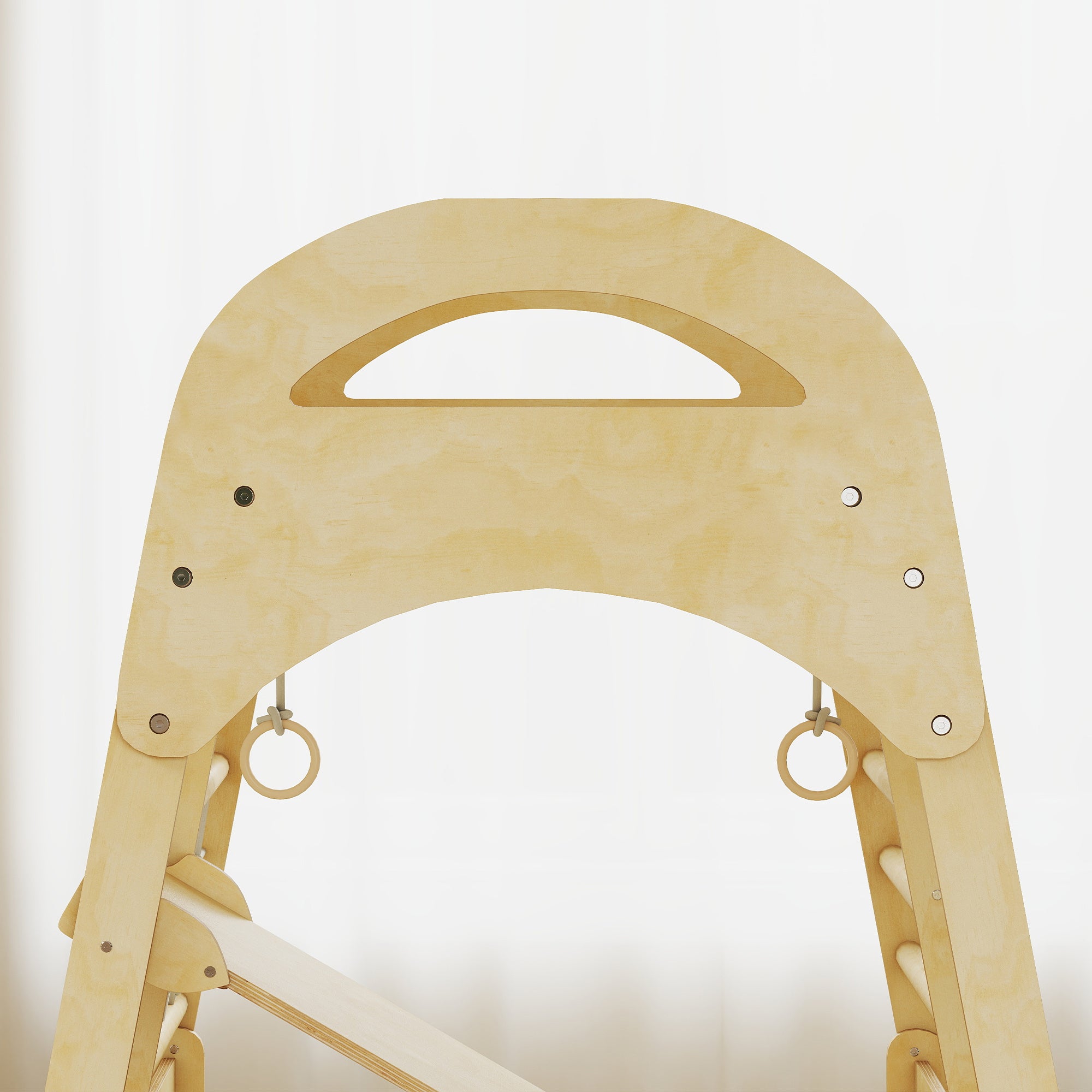 6 in 1 Kids Climbing Frame with Slide, Monkey Bars, Gymnastics Rings, Ladder, Climbing Net, for 3-6 Years, Natural Tone