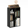 2-Tier 5-Compartment Bookshelf with Adjustable Orientation - Black