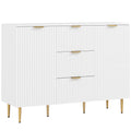 Modern Sideboard Buffet Cabinet with 3 Drawers & Adjustable Shelves, Metal Legs for Kitchen & Living Room - White