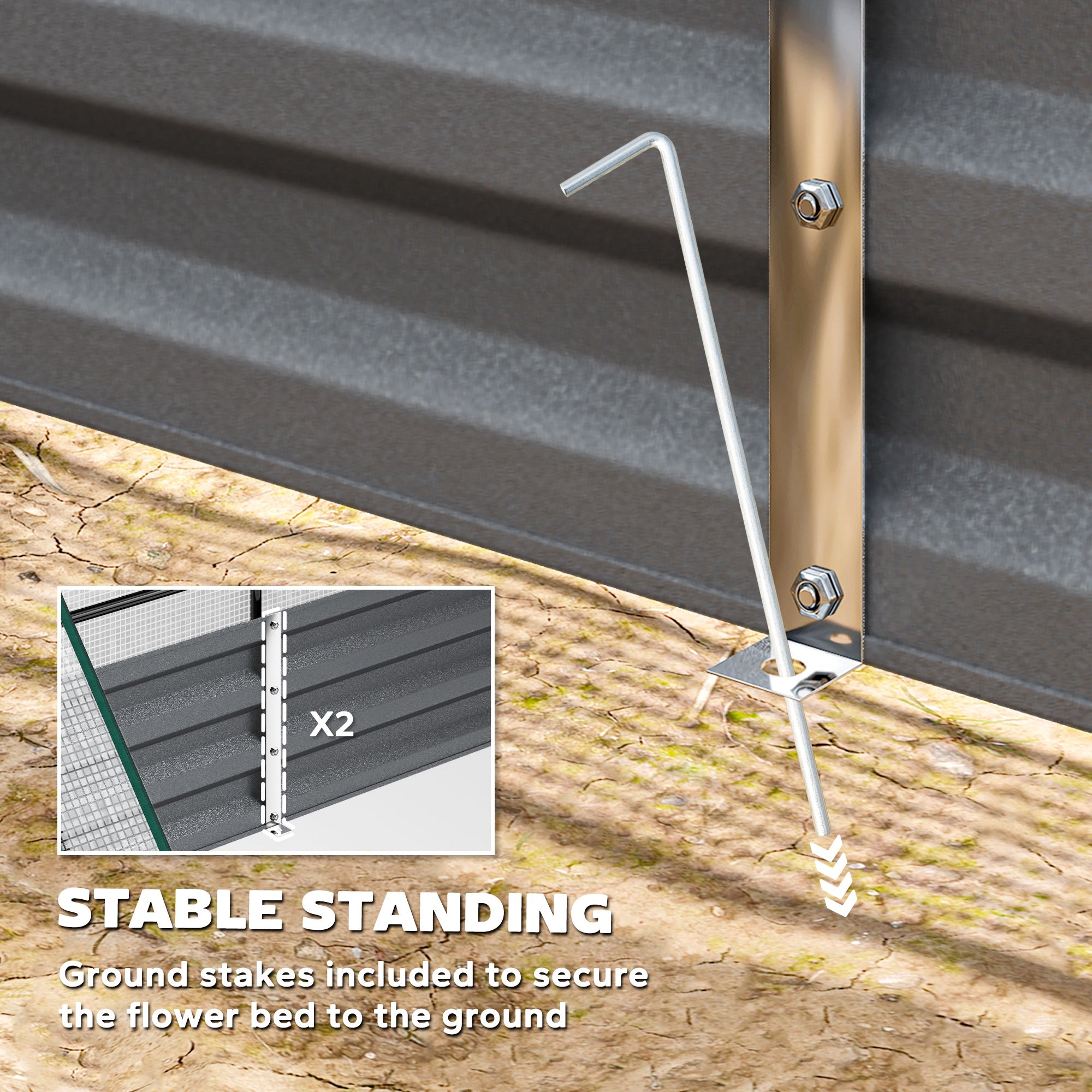 Metal Raised Garden Bed with Greenhouse Cover - White and Dark Grey