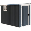 7.6 x 4ft Garden Metal Shed, Outdoor Storage Shed with Window, 2 Vents and Lockable Door for Garden, Patio, Dark Grey