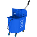 20L Mop Bucket with Wringer and Water Separation Panel on Wheels - Blue