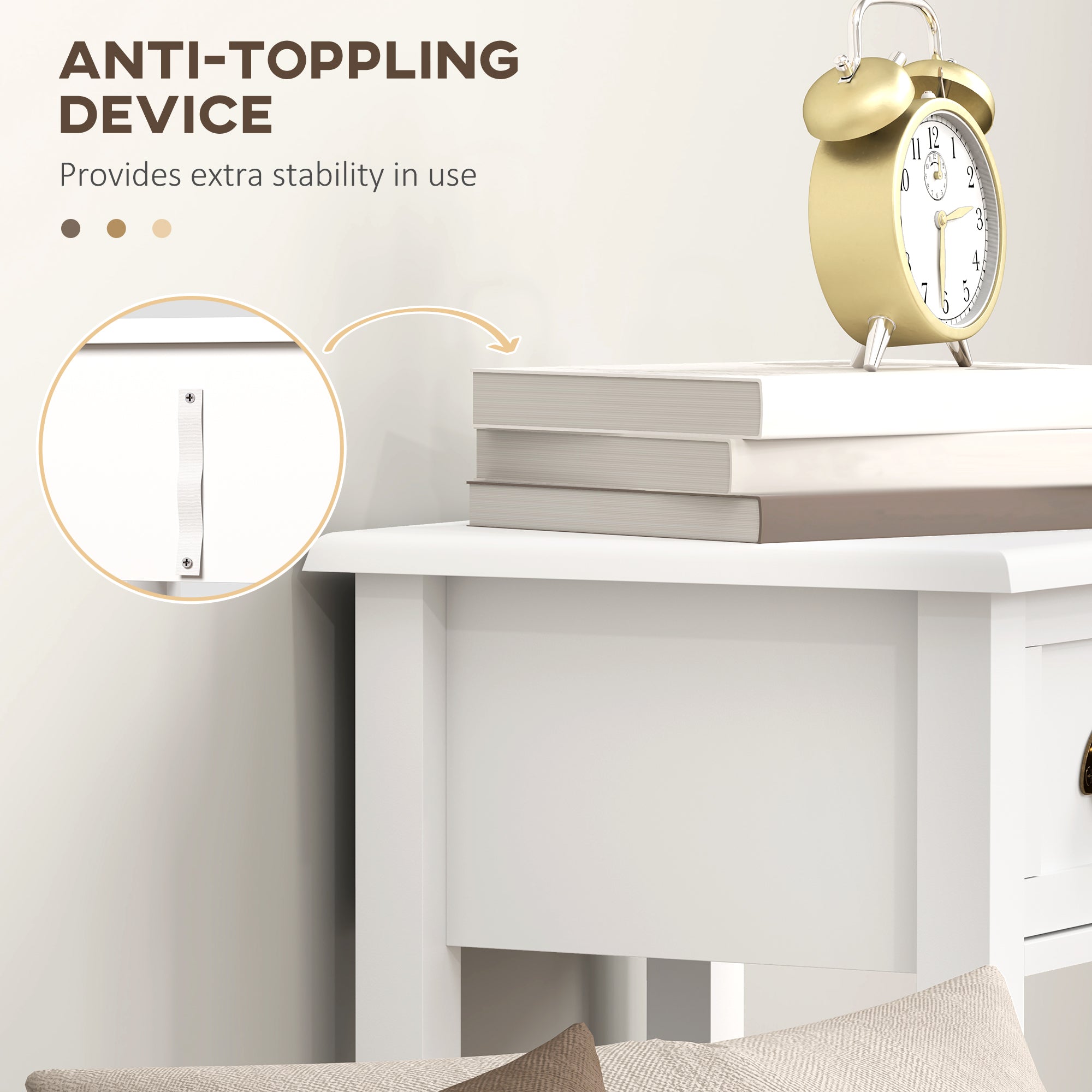 2-Tier Side Tables Set of 2 with Drawer and Shelf, 2 Pieces Bedside Tables for Living Room and Hallway, White
