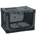 Soft Dog Crate Pet Travel Crate 76 x 54 x 54 cm with Removable Pad Mesh Window Army Green