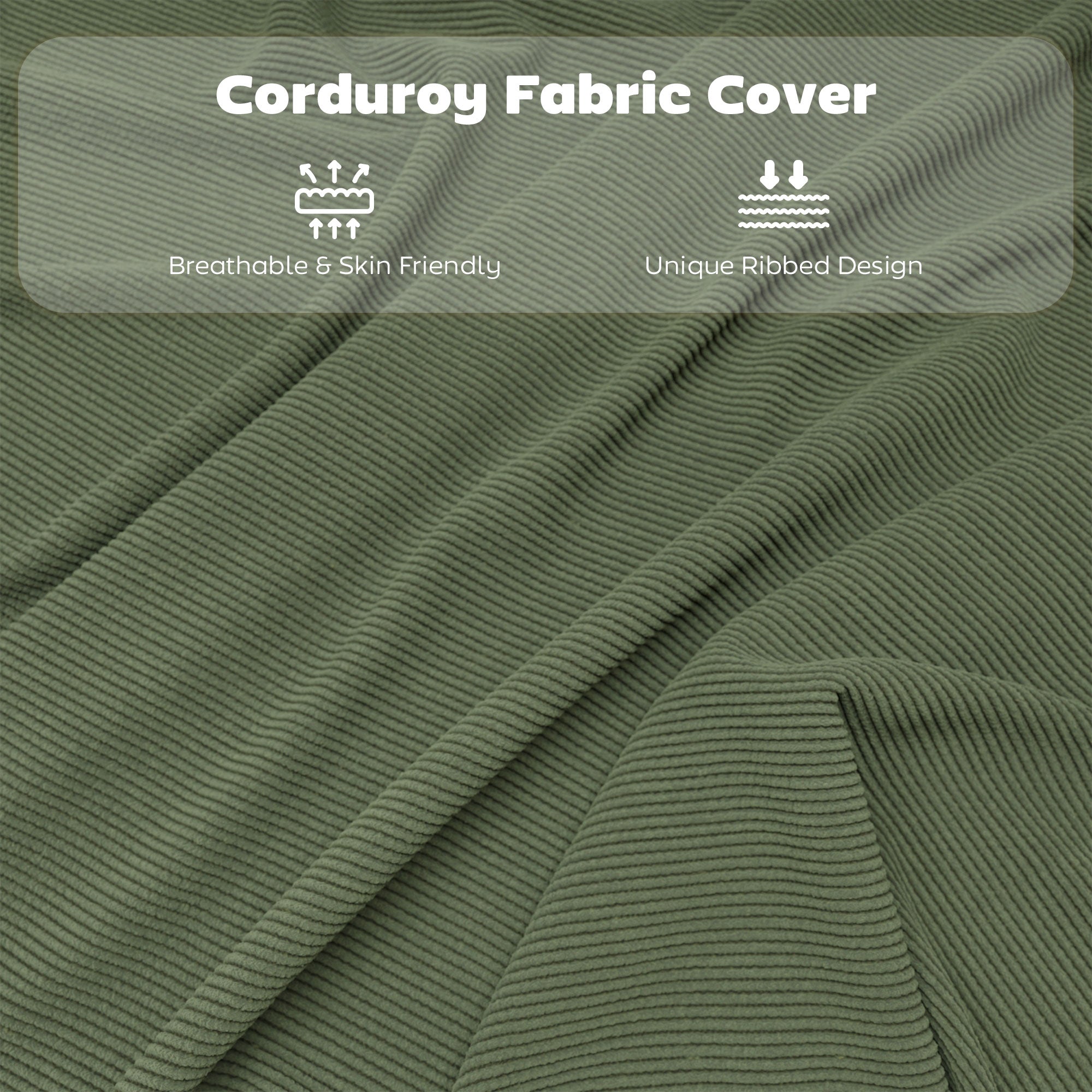 Set of Four Folding Corduroy Seat Chairs - Green