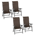 Set of 4 Folding Garden Chairs with 7-Position Adjustable Backs - Dark Brown