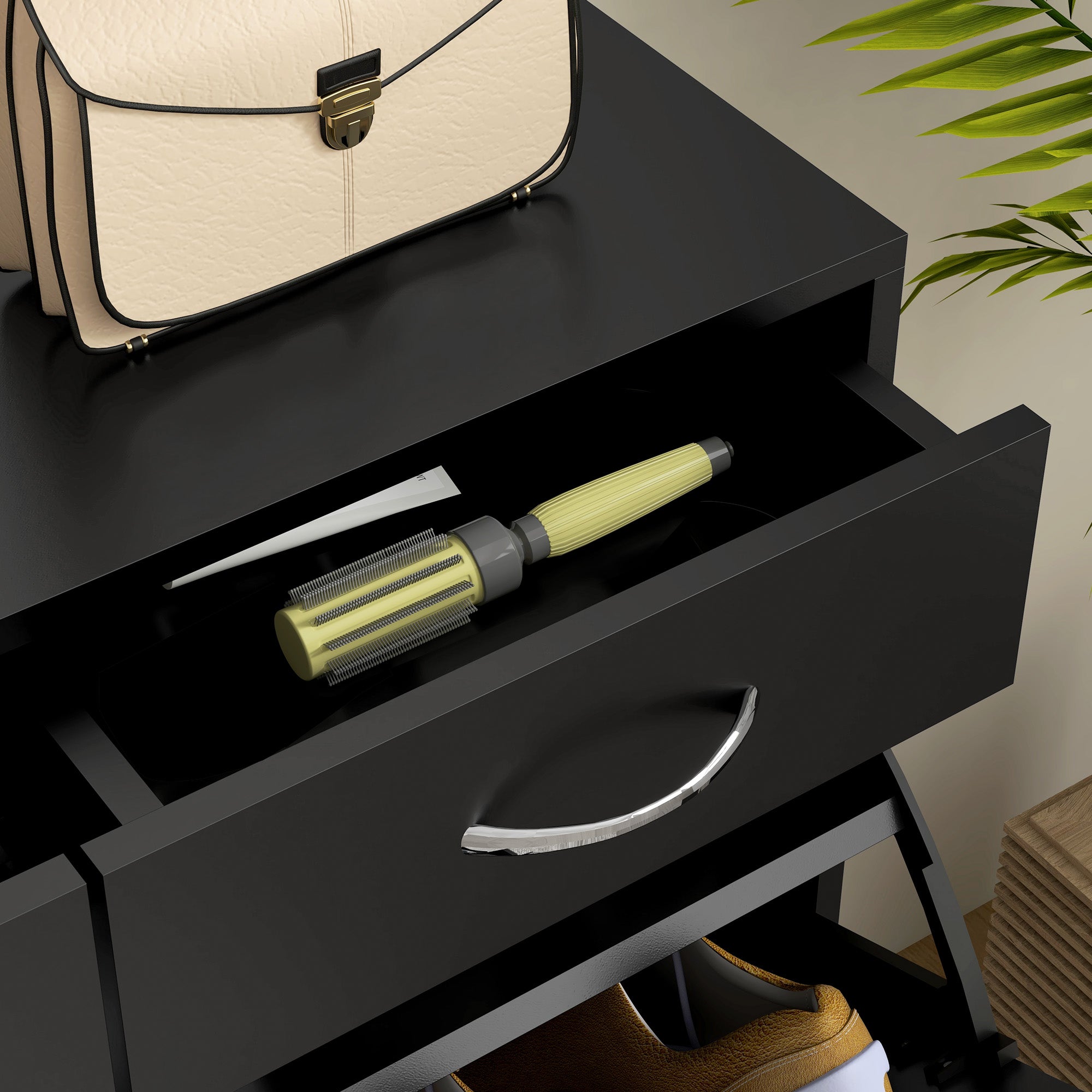 Narrow Shoe Storage with 2 Flip Drawers and Adjustable Shelves Shoe Cabinet Organizer for 12 Pairs of Shoes, Black