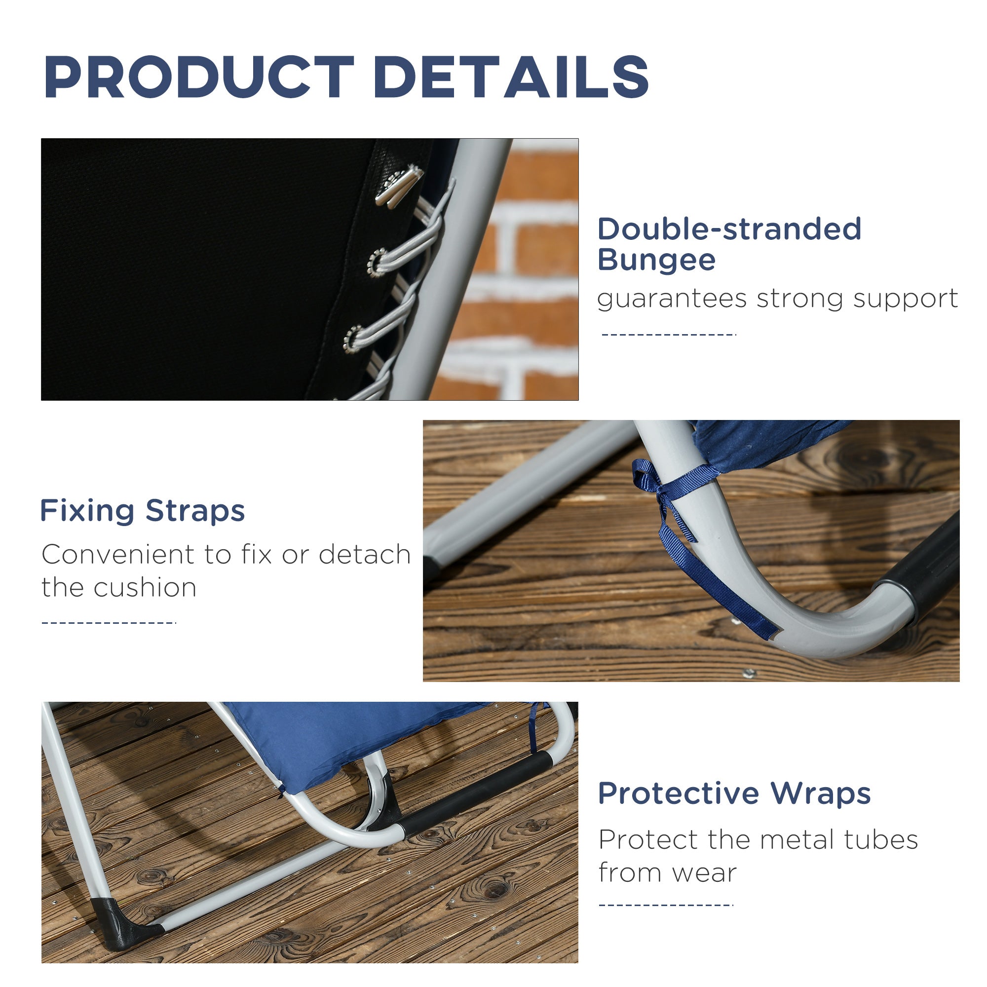 2pc Reclining Zero Gravity Sun Loungers ,Folding Chaise Lounge Chair with Cushions, Blue