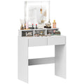 Modern Dressing Table with LED Mirror and Storage Drawers - White