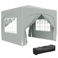 3 x 3m Pop-Up Gazebo Shelter with Accessories - Light Grey