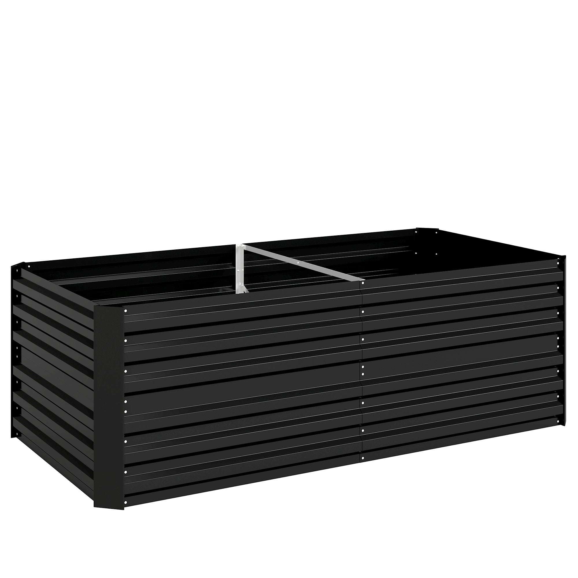 Raised Beds for Garden, Galvanised Steel Outdoor Planters with Multi-reinforced Rods, 180 x 90 x 59 cm, Black