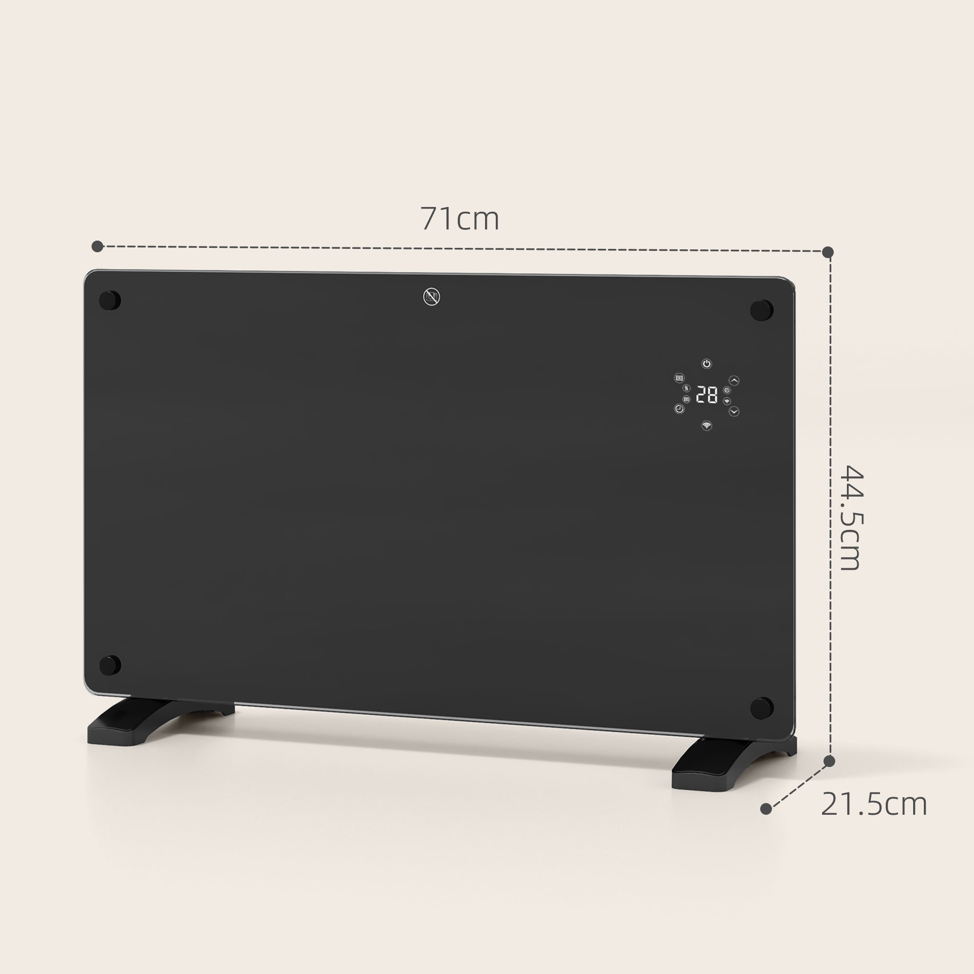 Electric Heater Wifi Smart App, 1500W Glass Panel Heater Radiator, Freestanding or Wall Mounted Convector Space Heater with LED Display, 24Hr 7 Day Timer, Adjustable Thermostat, Remote Control