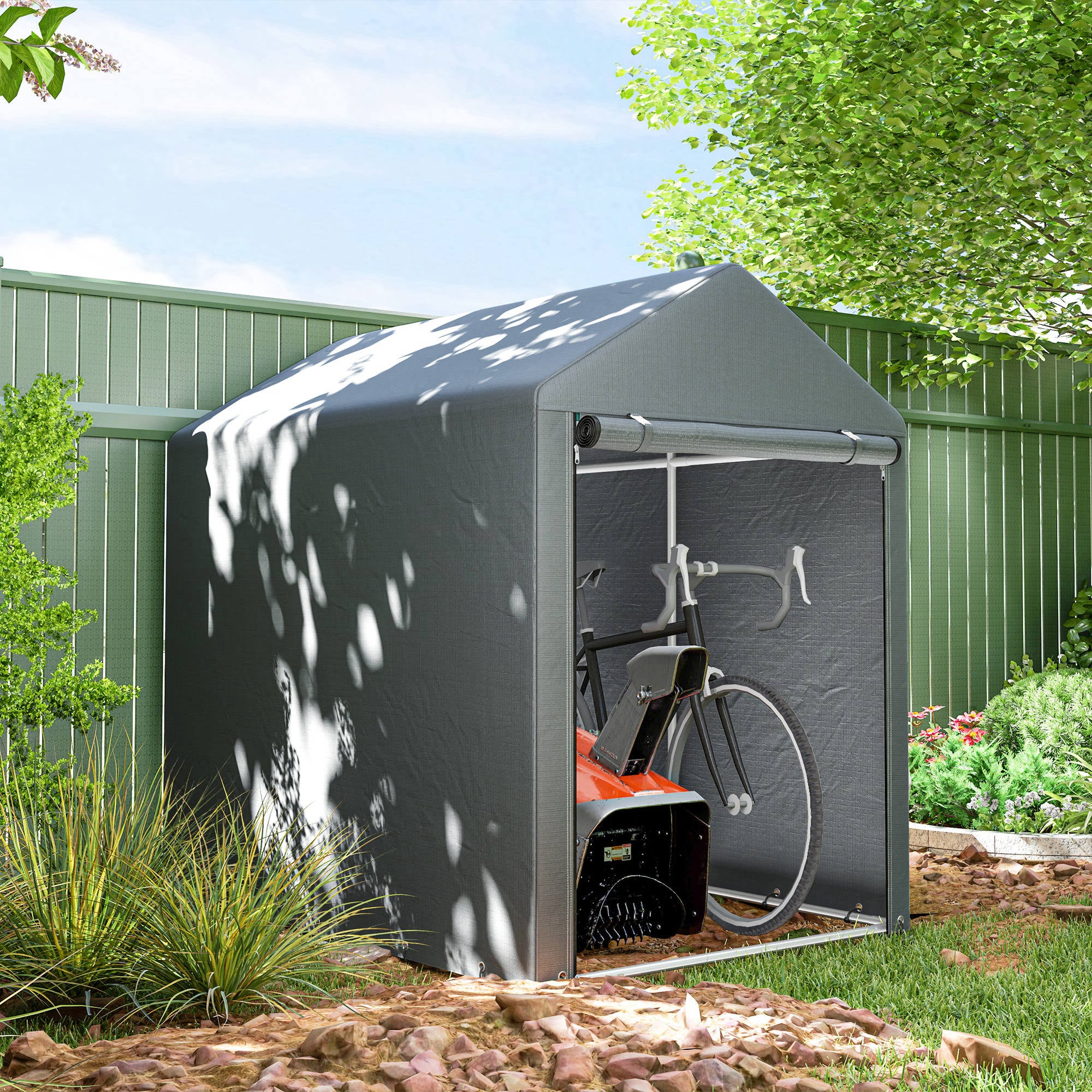 179 x 120cm Temporary Garden Shed, with Accessories - Dark Grey