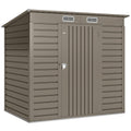 4 x 6ft Galvanised Metal Garden Shed, with Locking Door - Grey