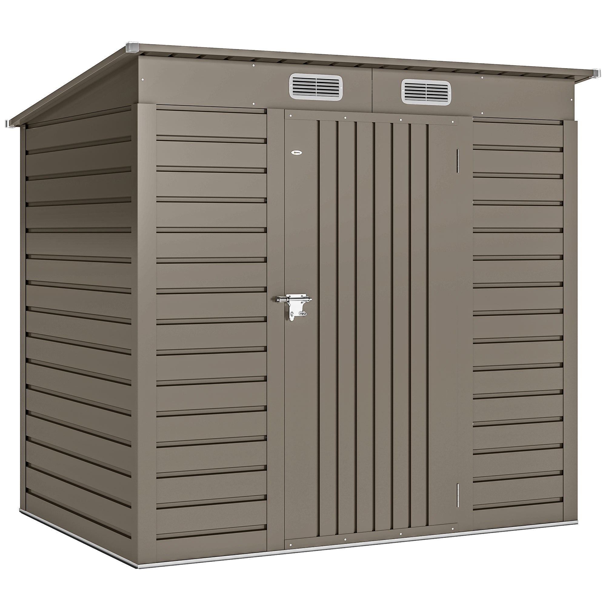 4 x 6ft Galvanised Metal Garden Shed, with Locking Door - Grey