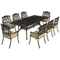 Nine-Piece Cast Aluminium Garden Dining Set with Cushions - Bronze Tone